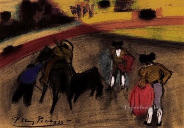 bullfight in a divided ring Painting - Bullfights Corrida 3 1900 Pablo Picasso